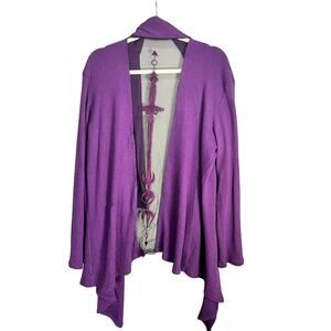 Midnight Hour Moon Sword Embroidered Purple Cardigan Sz XXL Whimsy Goth Fairy